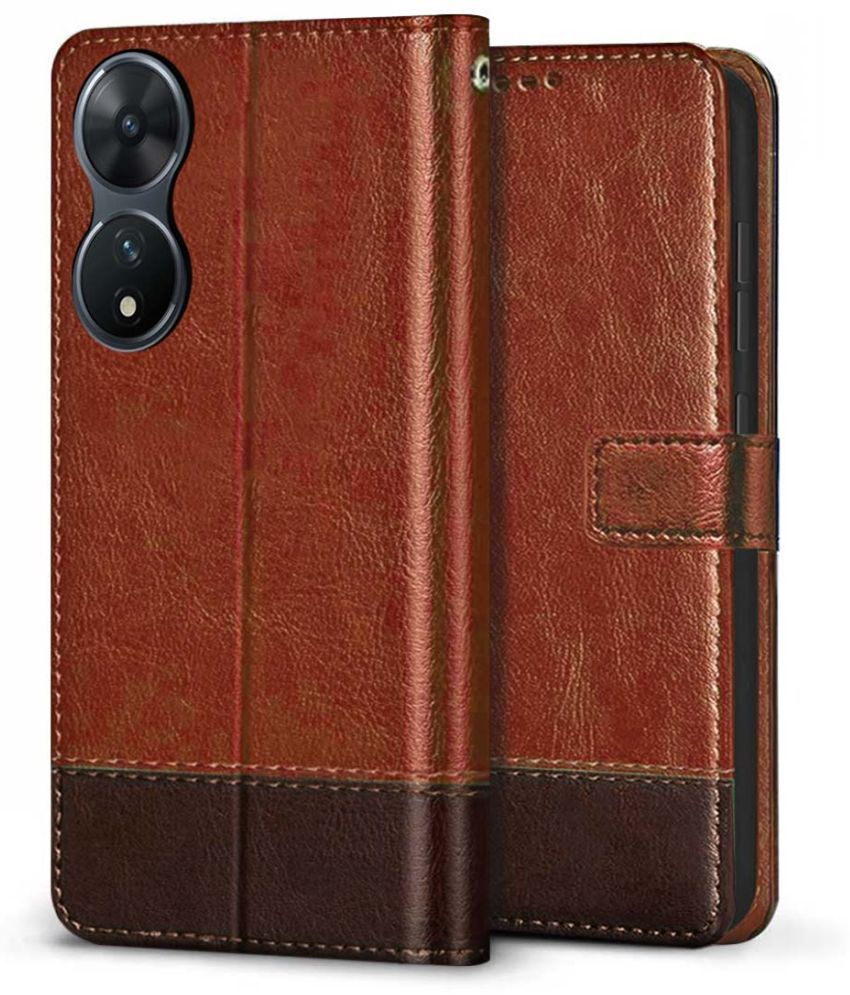     			Fashionury Brown Flip Cover Leather Compatible For Vivo T2 5G ( Pack of 1 )