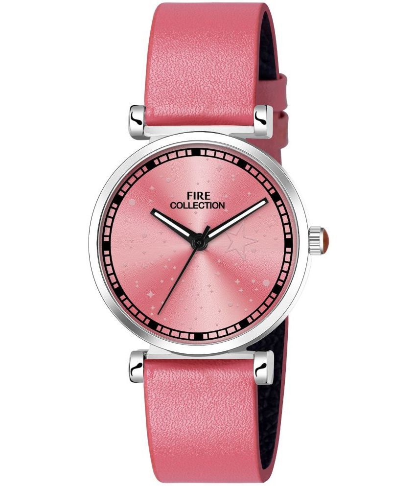     			Fire Collection Pink Leather Analog Womens Watch