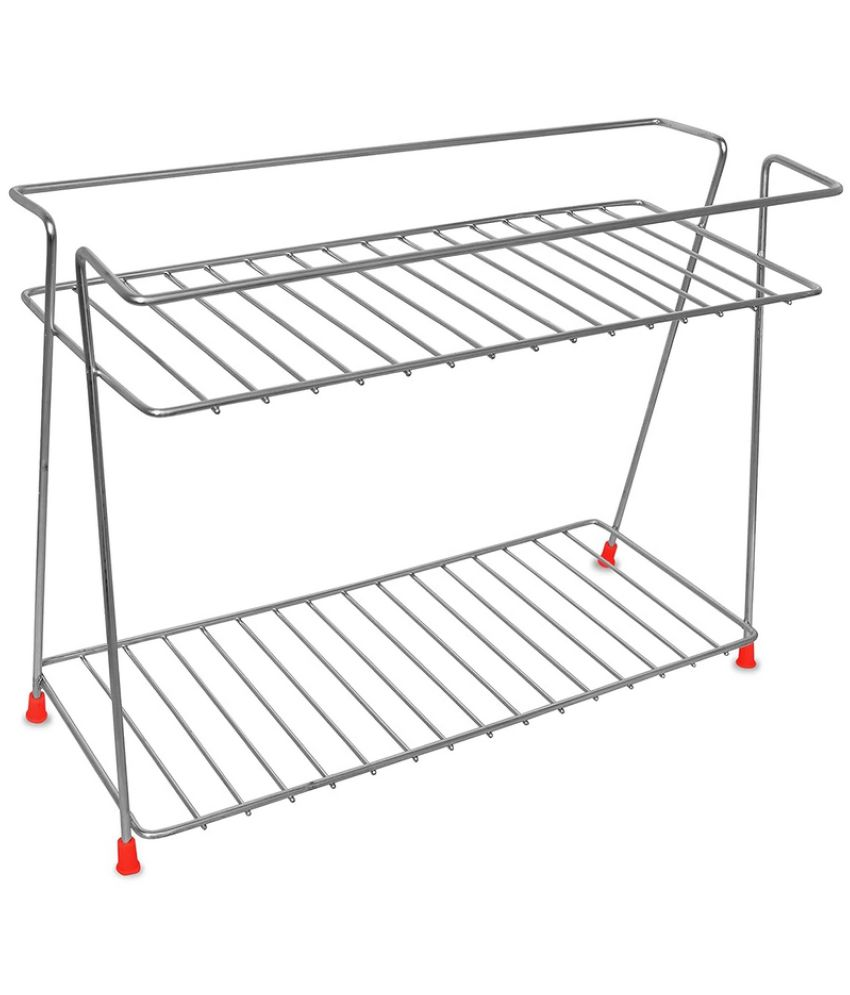     			HOMETALES Silver Stainless Steel Storage Racks ( Pack of 1 )