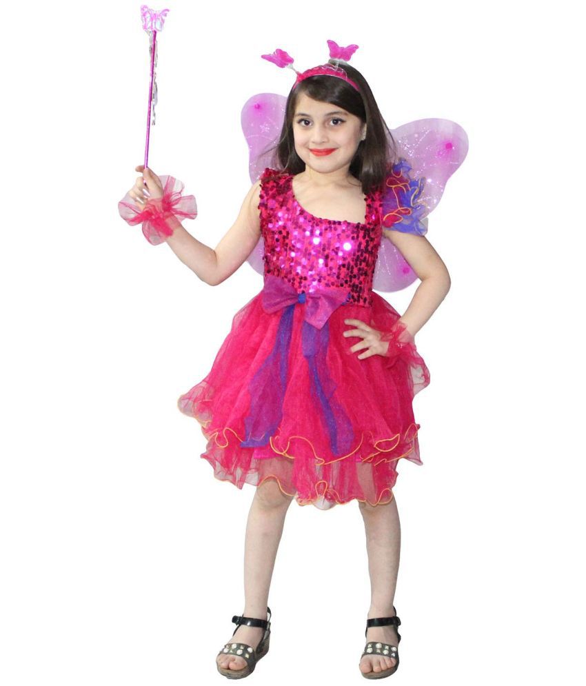     			Kaku Fancy Dresses Magenta Butterfly Insect Costume Set -Magenta, 7-8 Years, for Girls