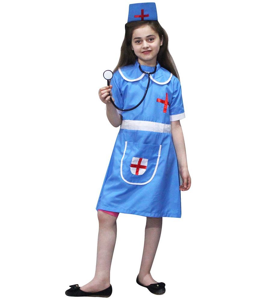     			Kaku Fancy Dresses Our Helper Nurse Costume with Stethescope - Blue, 3-4 Year, for Girls