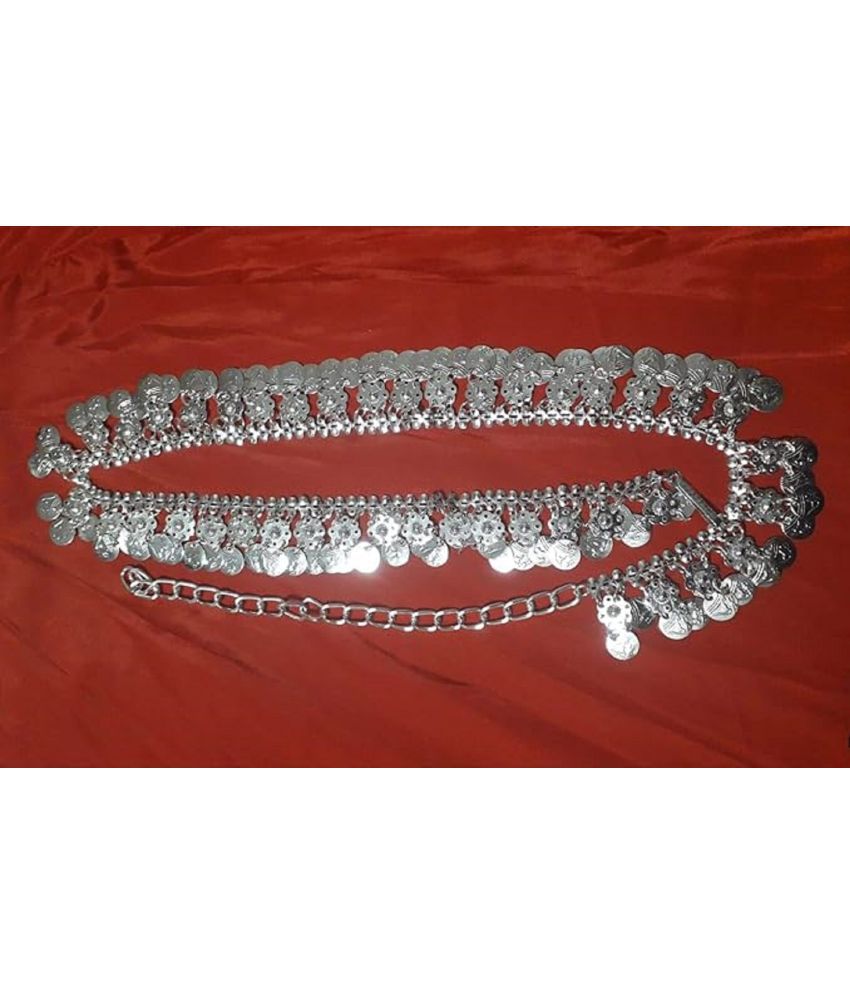     			Kaku Fancy Dresses Silver Belt/Ethnic Jewellery/Kamarband Jewellery/Silver Kamarpati Jewellery -Silver, Adjustable Size, For Girls
