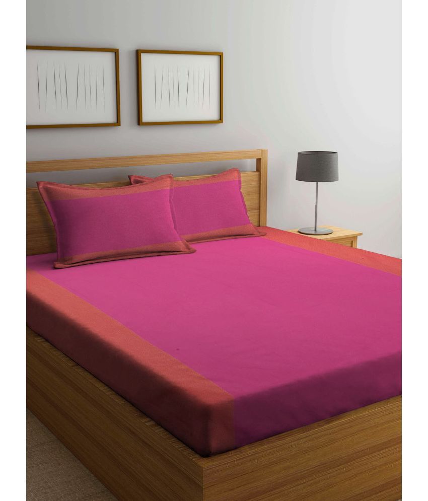     			Klotthe Cotton Solid 1 Double King Size Bedsheet with 2 Pillow Covers - Pink