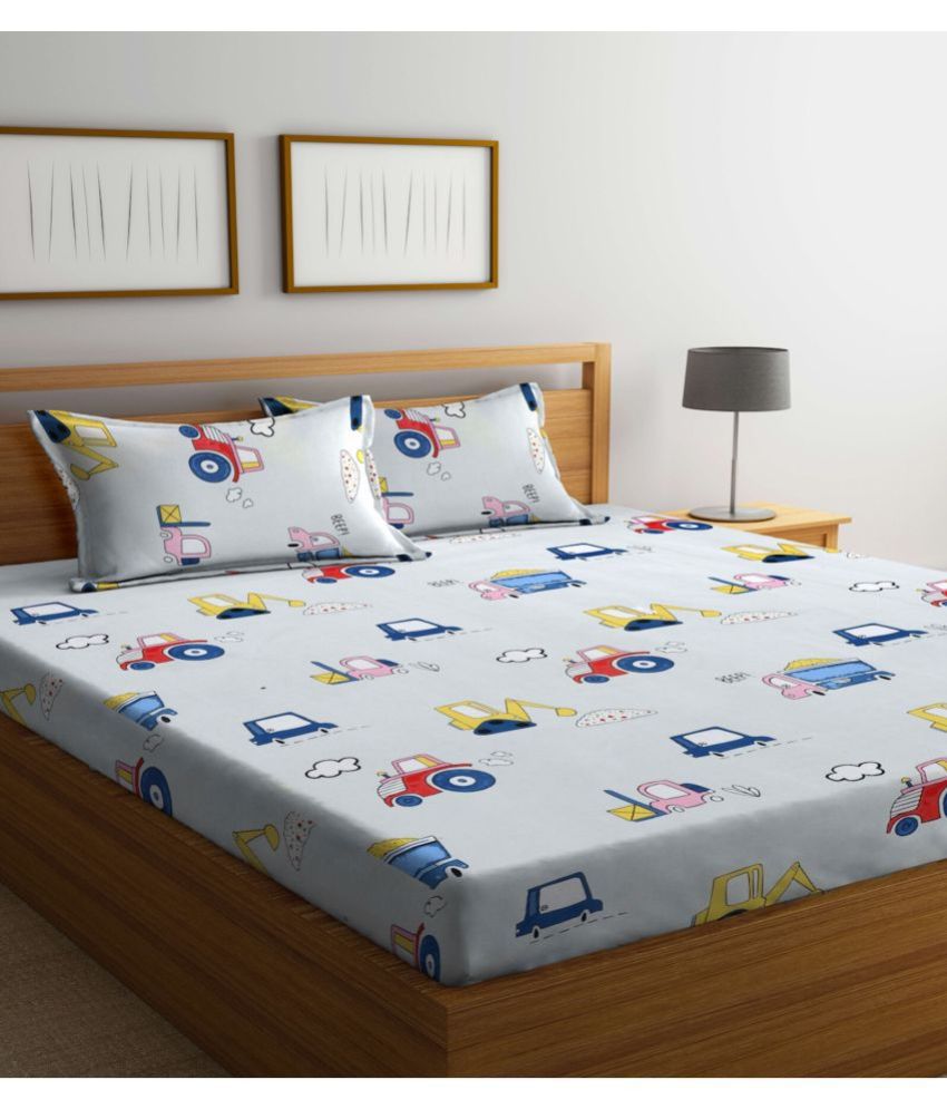     			Klotthe Poly Cotton Humor & Comic 1 Double King Size Bedsheet with 2 Pillow Covers - White
