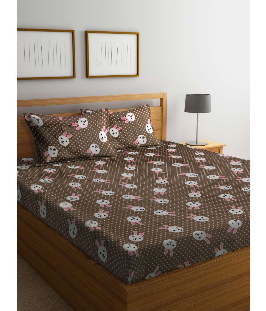     			Klotthe Woollen Animal 1 Double King Size Bedsheet with 2 Pillow Covers - Gray