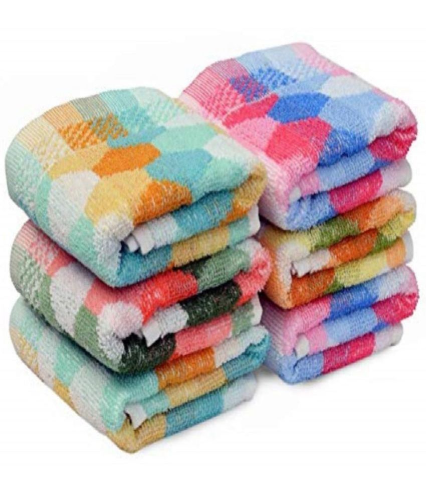     			MAHALUXMI COLLECTION Cotton Blend Colorblock Hand Towel 301-350 ( Pack of 6 ) - Multicolor