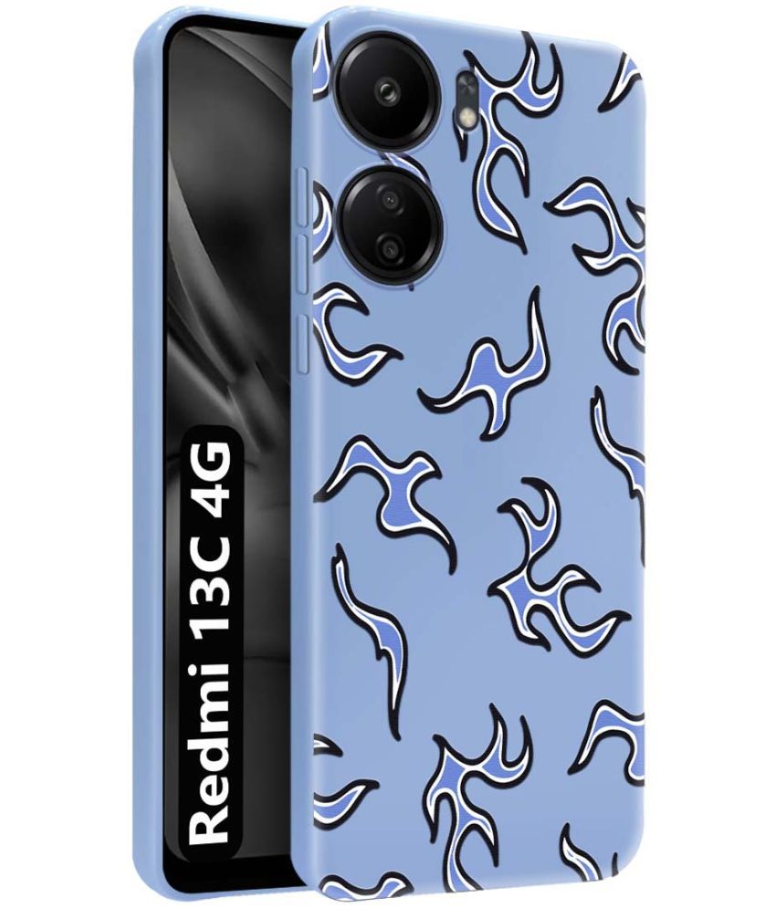     			NBOX Blue Printed Back Cover Silicon Compatible For Redmi 13C 4G ( Pack of 1 )