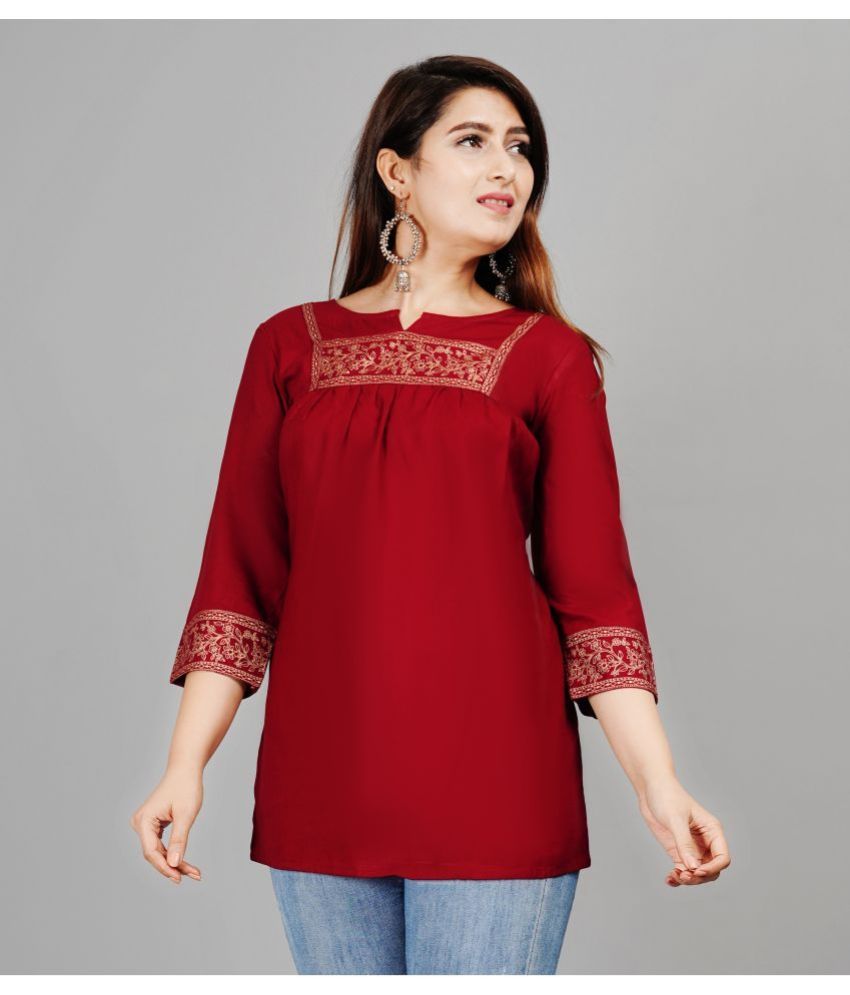     			NUPITAL Maroon Rayon Women's Regular Top ( Pack of 1 )