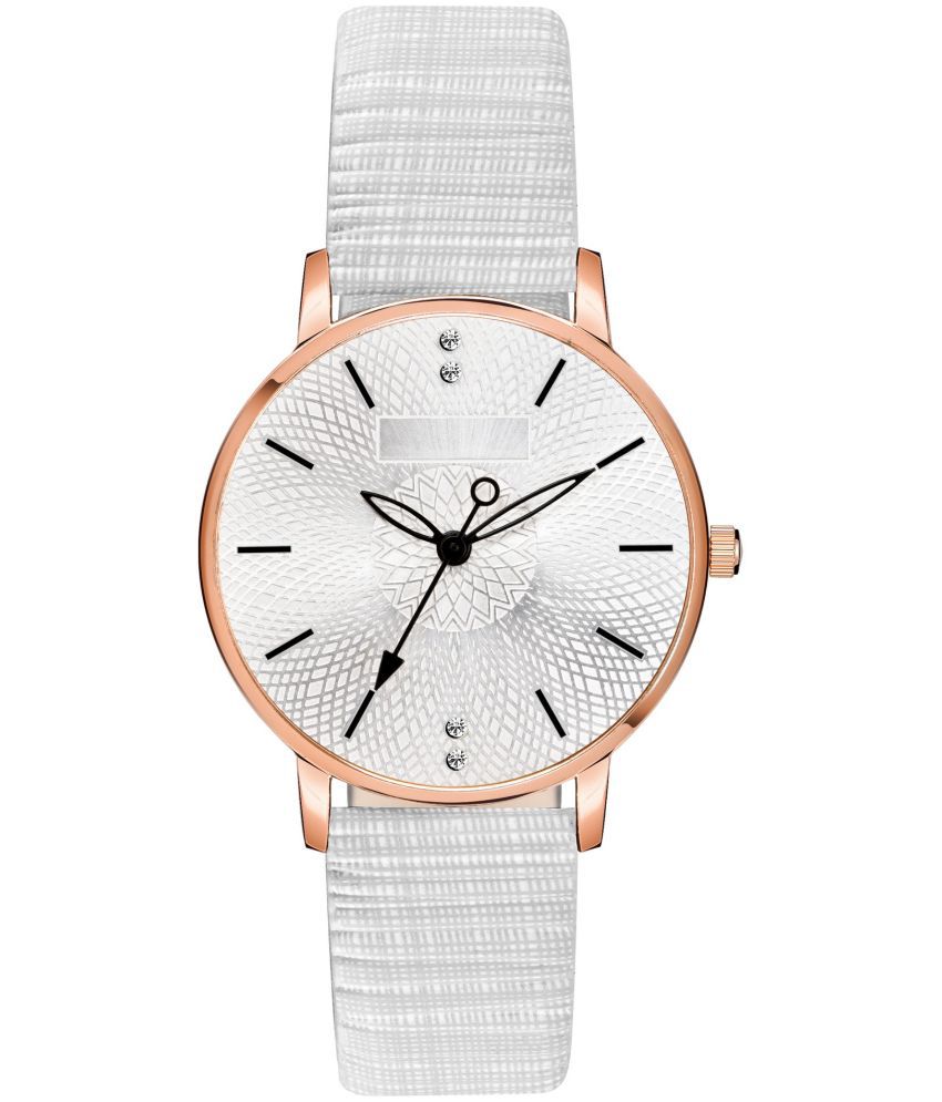     			Newman Off White Leather Analog Womens Watch