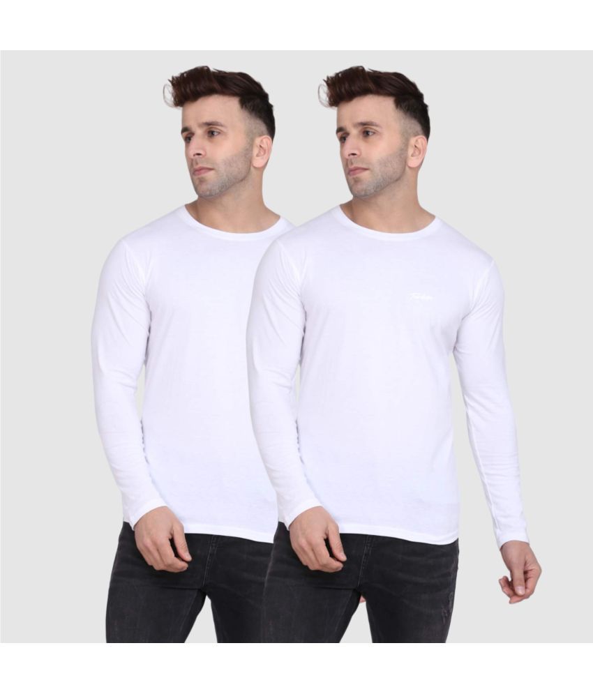     			TAB91 Cotton Blend Regular Fit Solid Full Sleeves Men's T-Shirt - White ( Pack of 2 )