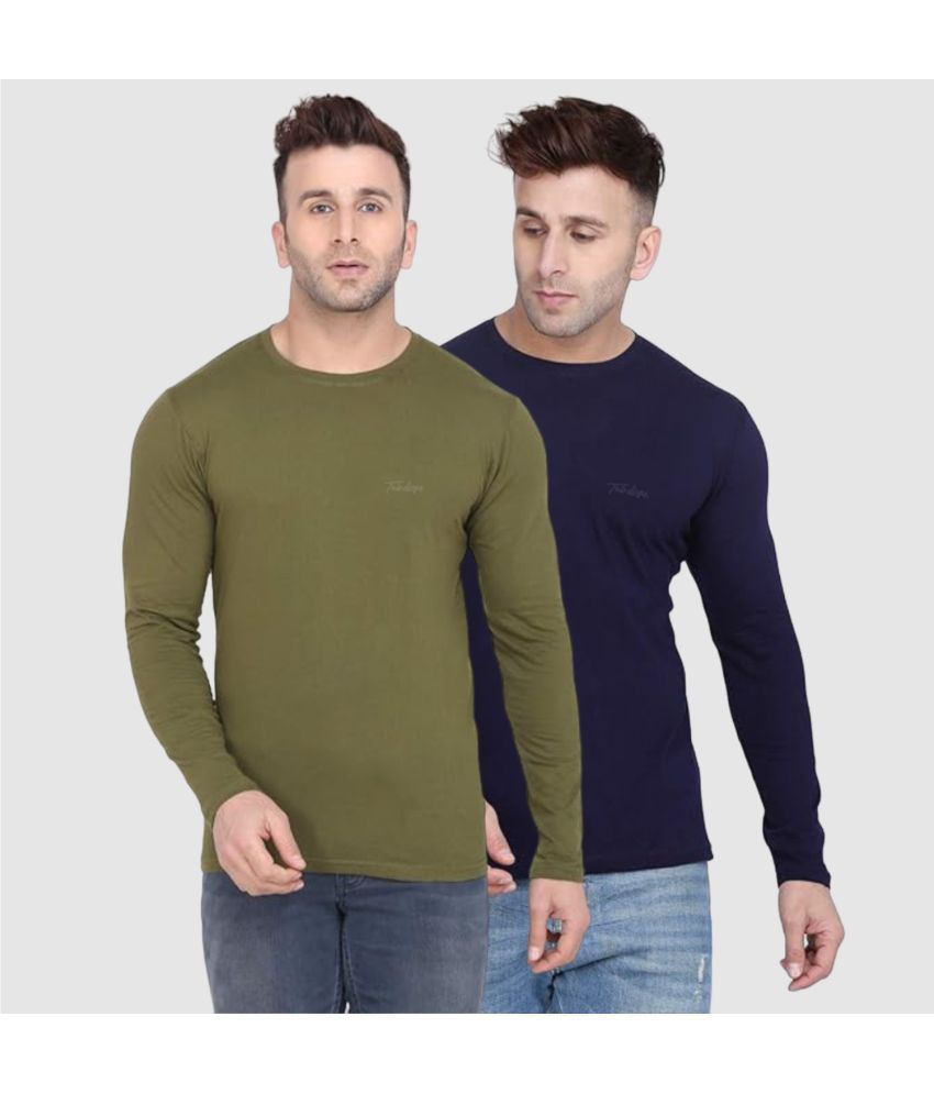     			TAB91 Cotton Blend Regular Fit Solid Full Sleeves Men's T-Shirt - Navy ( Pack of 2 )