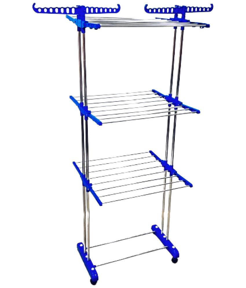     			TNC Strong & Durable Double Pole 3Tier Movable Cloth Rack