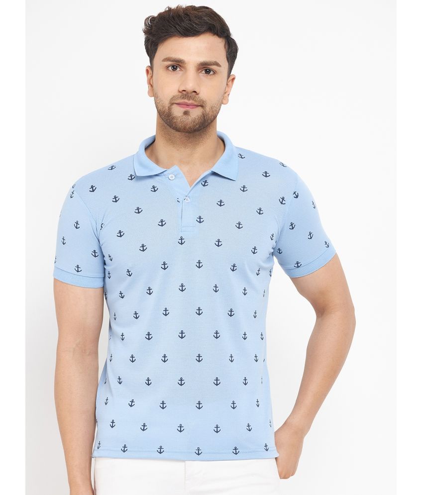     			The Million Club Cotton Blend Regular Fit Printed Half Sleeves Men's Polo T Shirt - Sky Blue ( Pack of 1 )