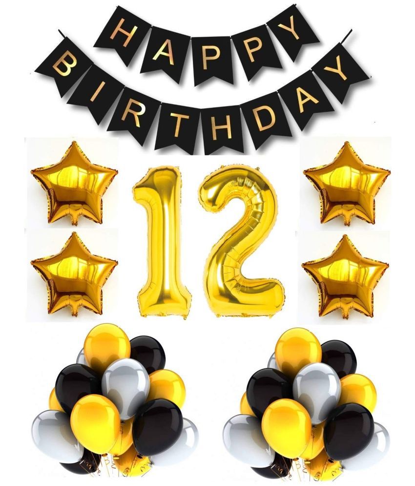     			Urban Classic 12th Birthday Gold-Black-Silver Decoration for Boys, Girl| 12th Birthday Party Decoration