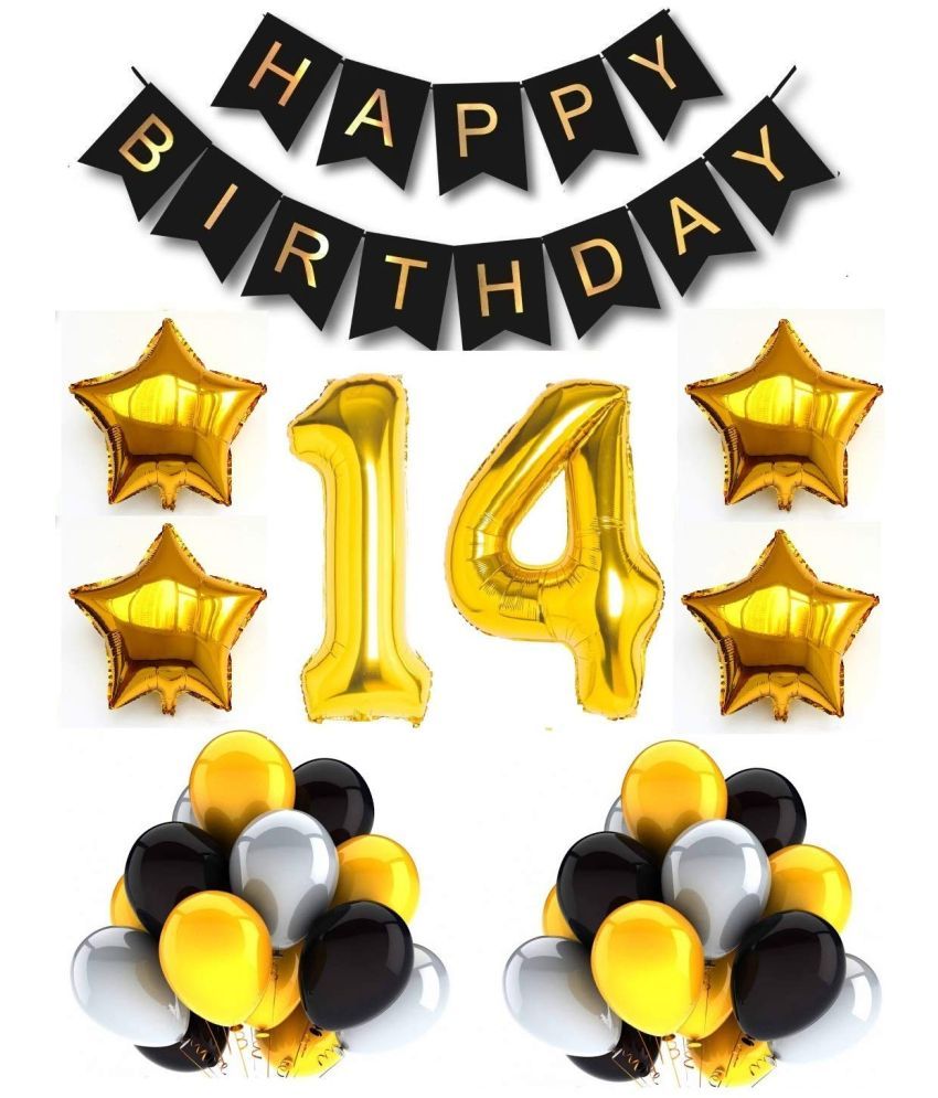     			Urban Classic 14th Birthday Gold-Black-Silver Decoration for Boys, Girl| 14th Birthday Party Decoration