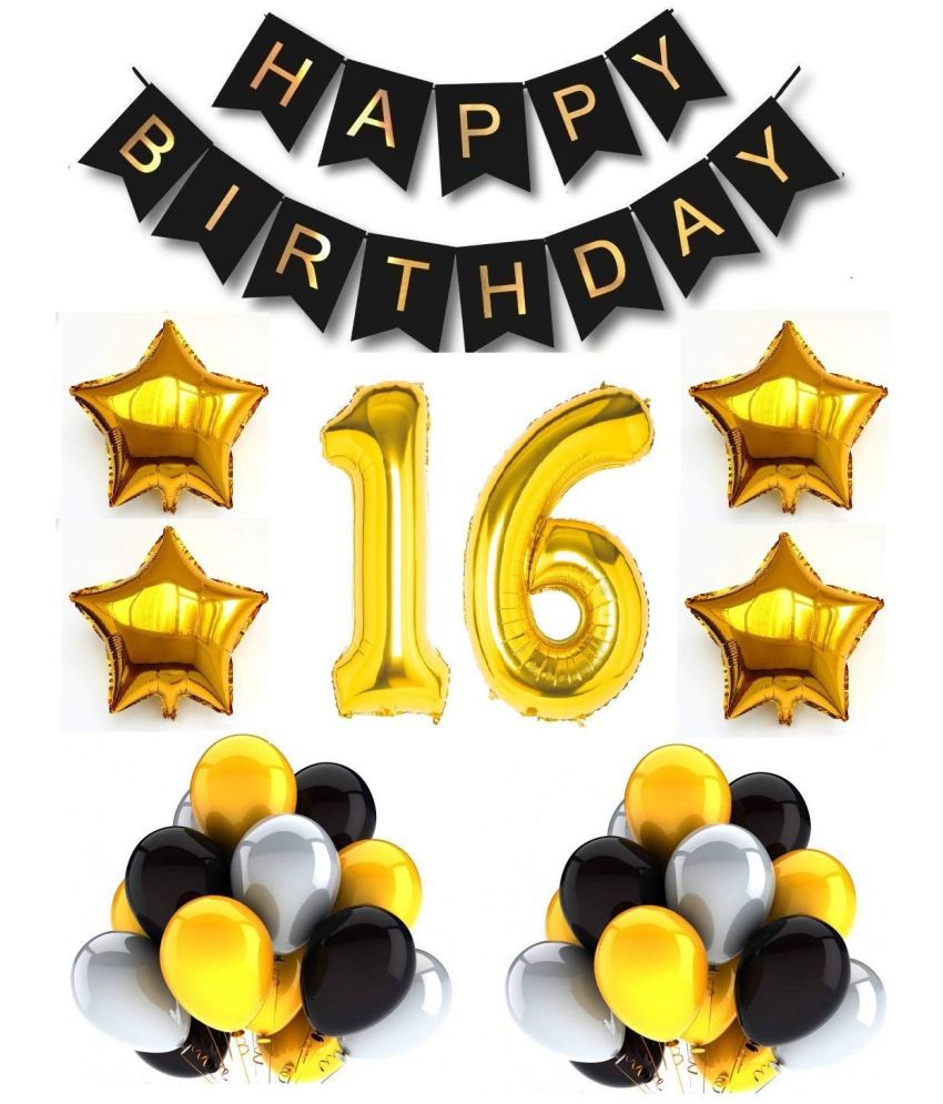     			Urban Classic 16th Birthday Gold-Black-Silver Decoration for Boys, Girl| 16th Birthday Party Decoration