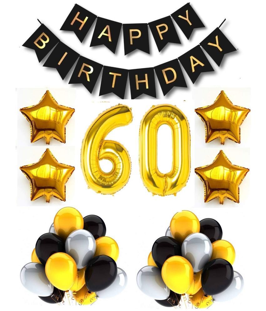     			Urban Classic 60th Birthday Gold-Black-Silver Decoration for Men, Women| 60th Birthday Party Decoration