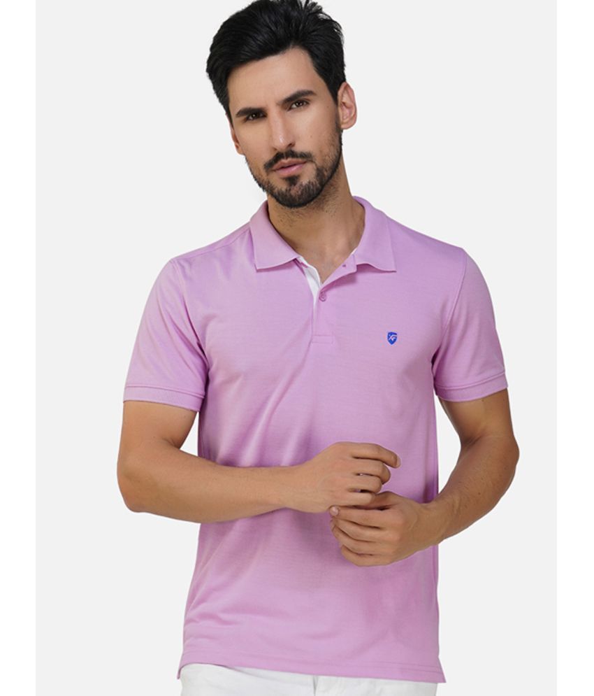     			XFOX Pack of 1 Cotton Blend Regular Fit Solid Half Sleeves Men's Polo T Shirt ( Purple )