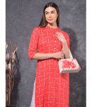 Mamoose Cotton Blend Self Design Straight Women's Kurti - Red ( Pack of 1 )