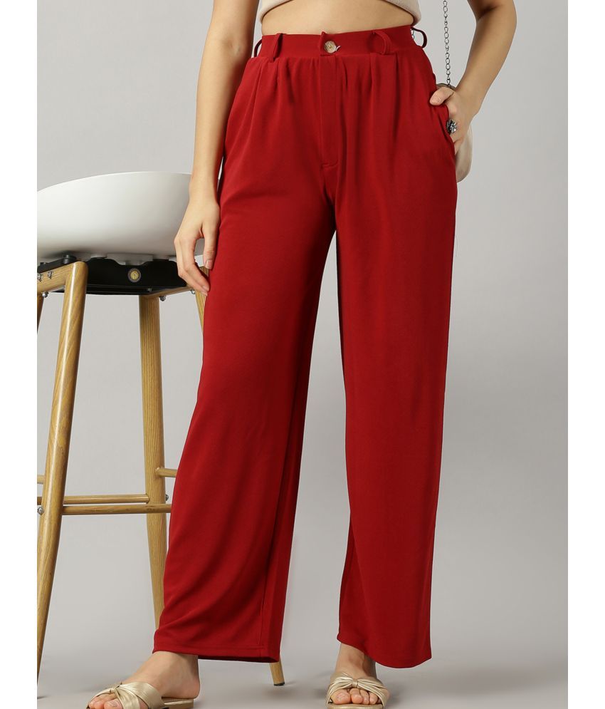     			AUSK Maroon Polyester Regular Women's Cigarette Pants ( Pack of 1 )