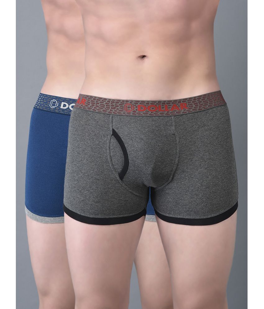     			Pack of 2 Dollar Bigboss Assorted Solid Cotton Blend Men Trunk