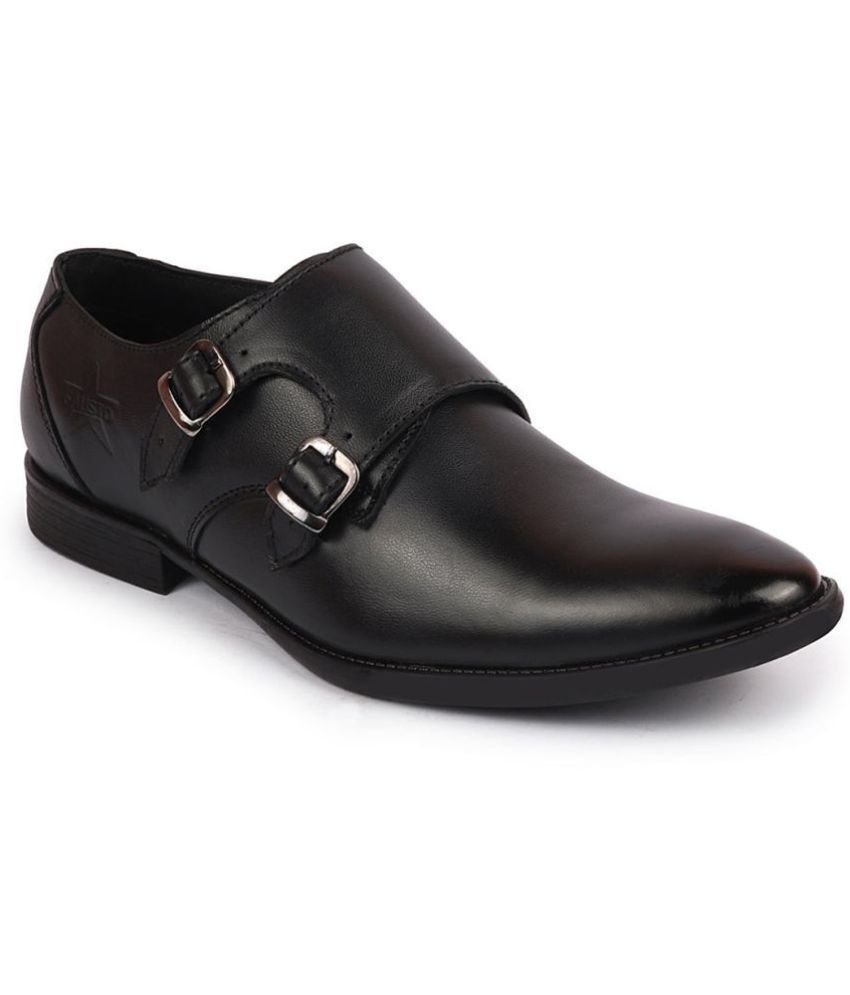     			Fausto Black Men's Monk Strap Formal Shoes