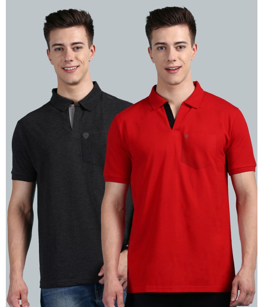     			Lux Cozi Cotton Regular Fit Solid Half Sleeves Men's Polo T Shirt - Red ( Pack of 2 )