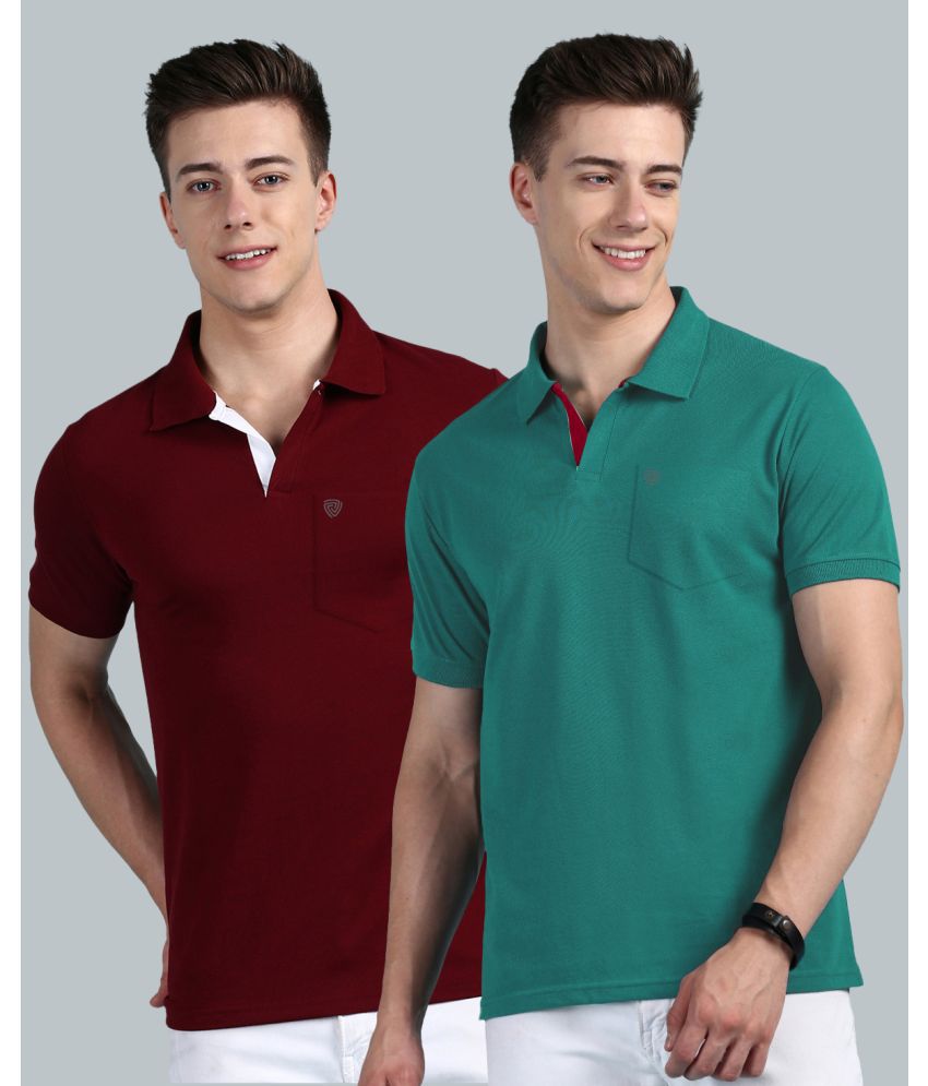     			Lux Cozi Cotton Regular Fit Solid Half Sleeves Men's Polo T Shirt - Maroon ( Pack of 2 )