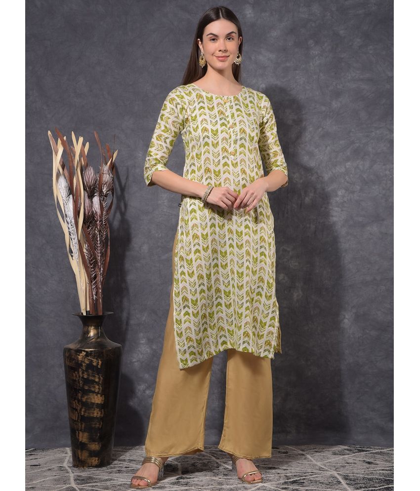     			Mamoose Cotton Blend Self Design Straight Women's Kurti - Green ( Pack of 1 )