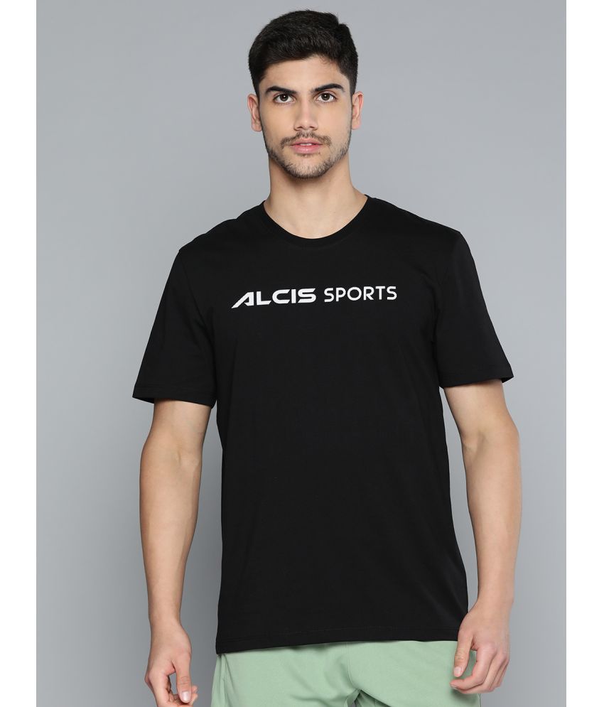     			Alcis Black Cotton Regular Fit Men's Sports T-Shirt ( Pack of 1 )