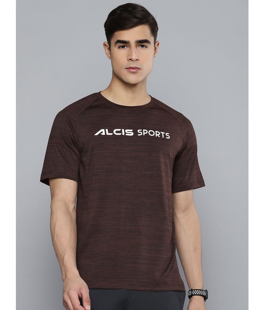     			Alcis Brown Polyester Slim Fit Men's Sports T-Shirt ( Pack of 1 )