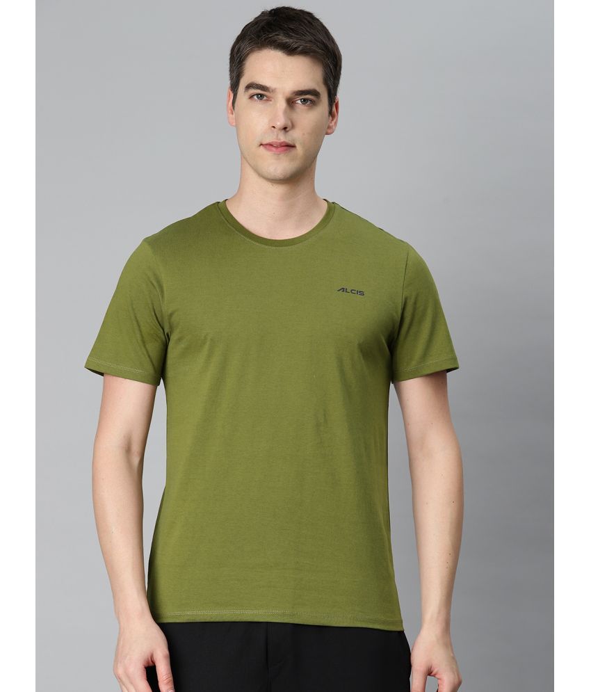     			Alcis Olive Cotton Regular Fit Men's Sports T-Shirt ( Pack of 1 )