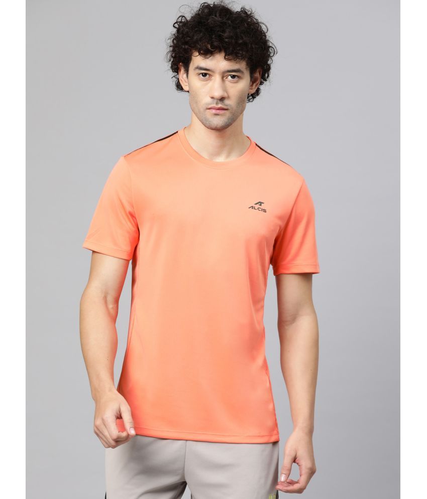     			Alcis Peach Polyester Slim Fit Men's Sports T-Shirt ( Pack of 1 )