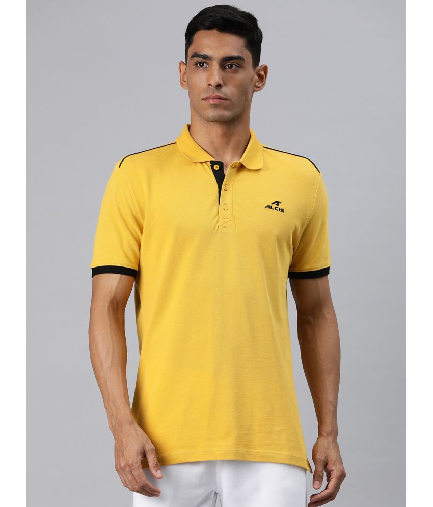     			Alcis Yellow Cotton Regular Fit Men's Sports T-Shirt ( Pack of 1 )