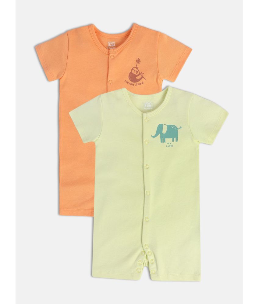     			MINI KLUB Multi Color Cotton Rompers For Baby Boy ( Pack of 2 )
