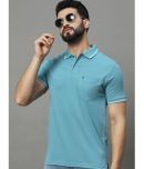 UNIBERRY Pack of 1 Cotton Blend Regular Fit Solid Half Sleeves Men's Polo T Shirt ( Teal Blue )