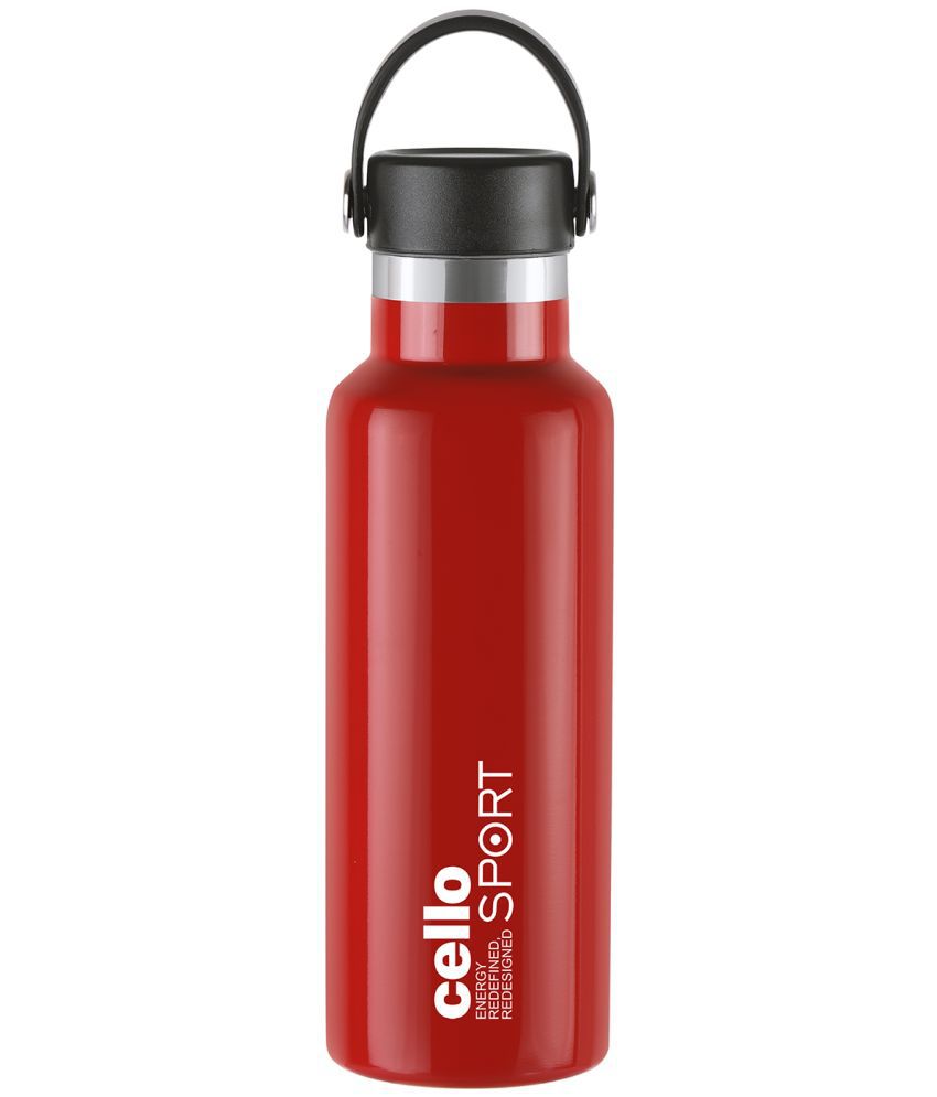     			Cello Aqua Bliss Vacusteel Red Steel Flask ( 600 ml )