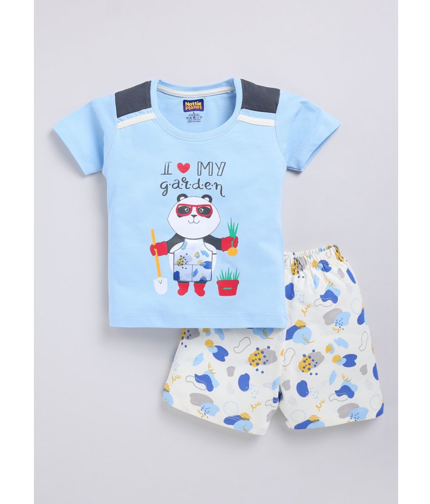    			Nottie planet Blue Cotton Baby Boy Top & Shorts ( Pack of 1 )