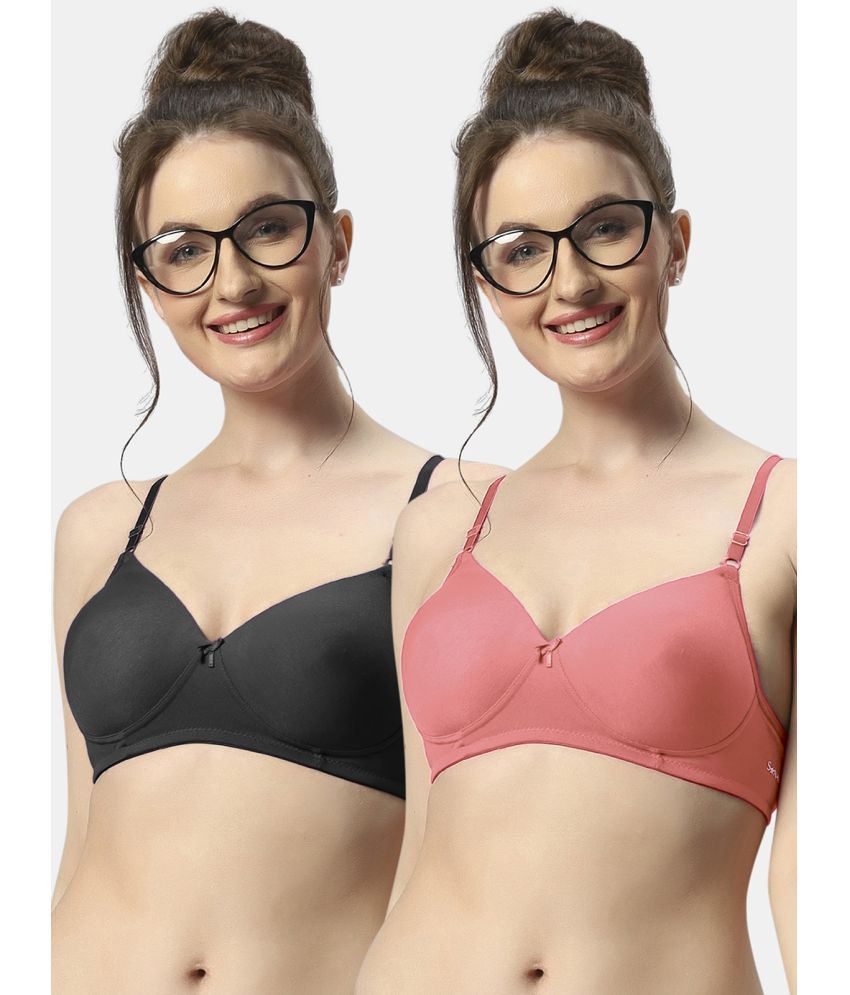     			Sonari Pack of 2 Polyester Women's T-Shirt Bra ( Multicolor ) 007blackrpink