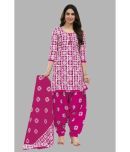 shree jeenmata collection Cotton Printed Kurti With Patiala Women's Stitched Salwar Suit - Pink ( Pack of 1 )