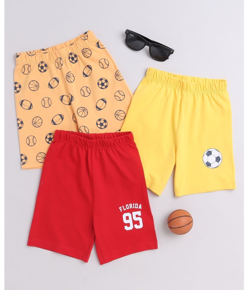     			BUMZEE Red & Yellow Boys Shorts Pack Of 3 Age - 6-12 Months