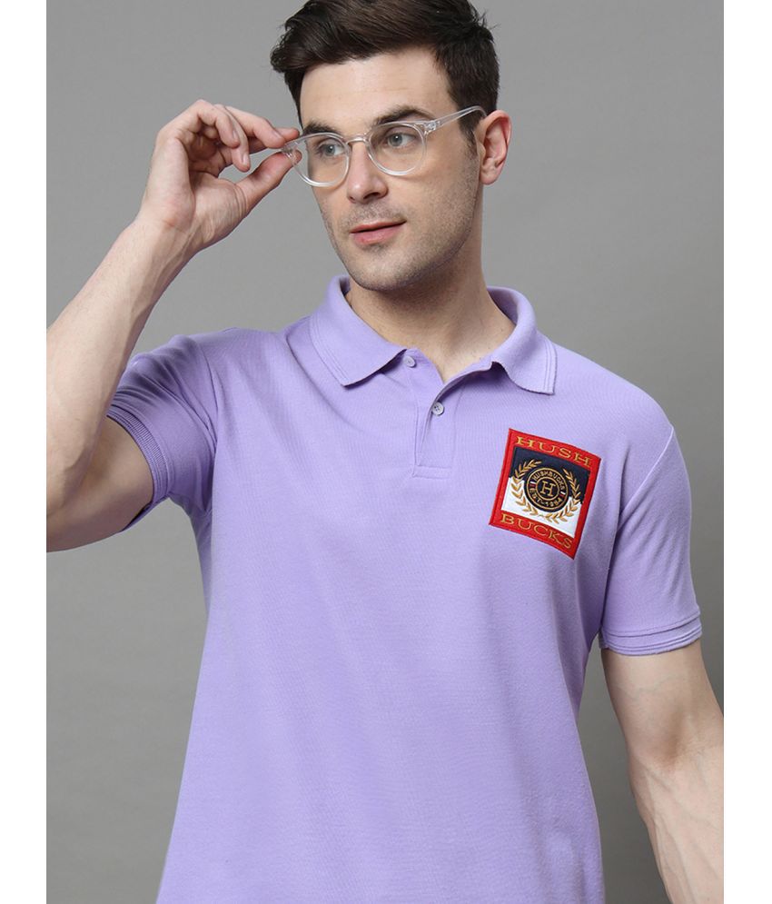    			Hushbucks Cotton Blend Regular Fit Embroidered Half Sleeves Men's Polo T Shirt - Lavender ( Pack of 1 )
