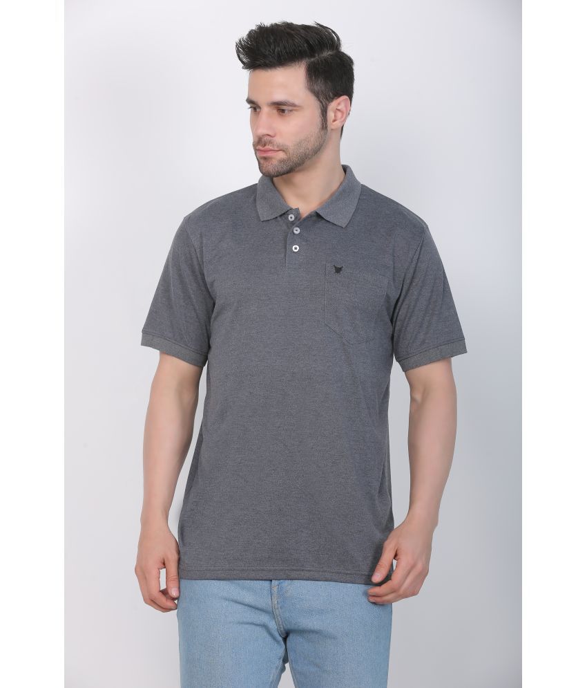     			Indian Pridee Cotton Regular Fit Solid Half Sleeves Men's Polo T Shirt - Charcoal ( Pack of 1 )