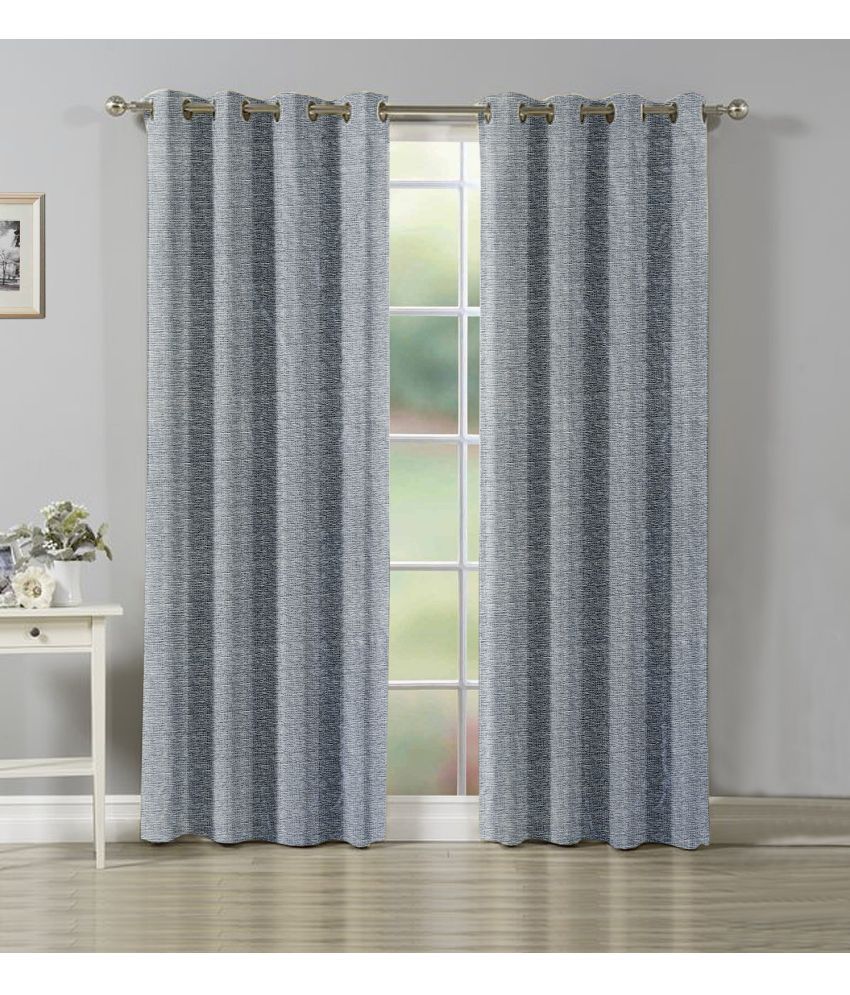     			La Elite Textured Room Darkening Eyelet Curtain 9 ft ( Pack of 2 ) - Light Grey