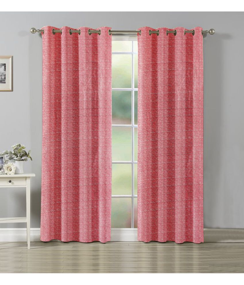     			La Elite Textured Room Darkening Eyelet Curtain 9 ft ( Pack of 2 ) - Pink