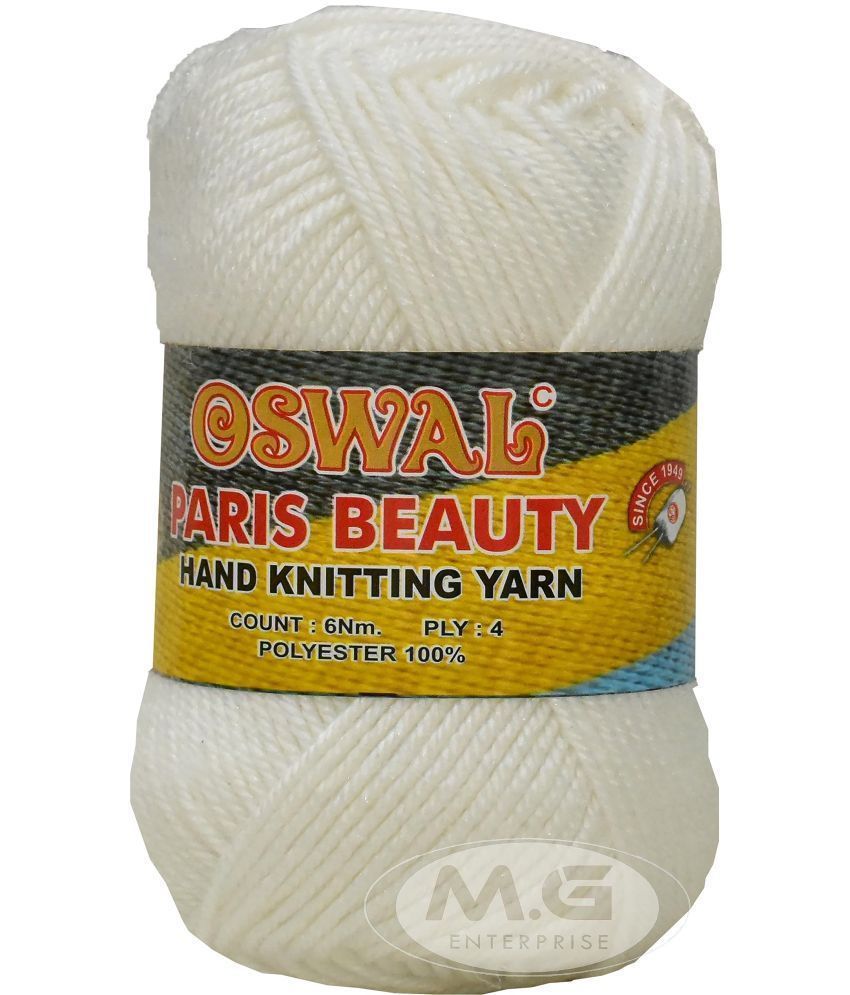     			Oswal Premium Socks high Strength Paris Beauty Yarn Suitable for Socks, Accessories, and Home Decor. White 400 GMS- Art-ADBH