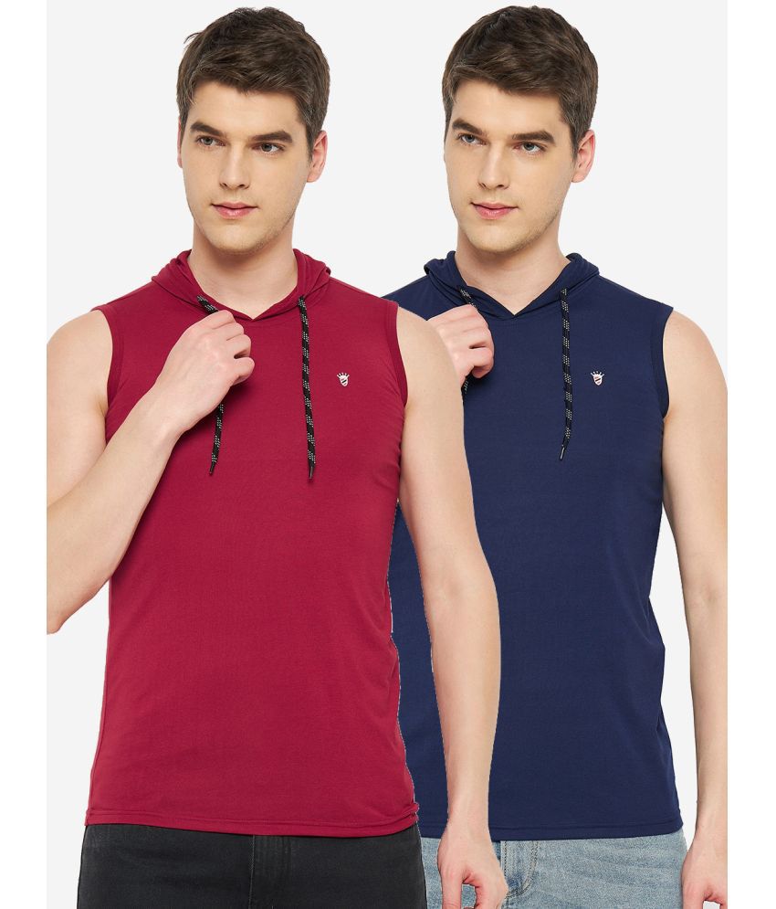     			RELANE Cotton Blend Regular Fit Solid Sleeveless Men's T-Shirt - Navy ( Pack of 2 )