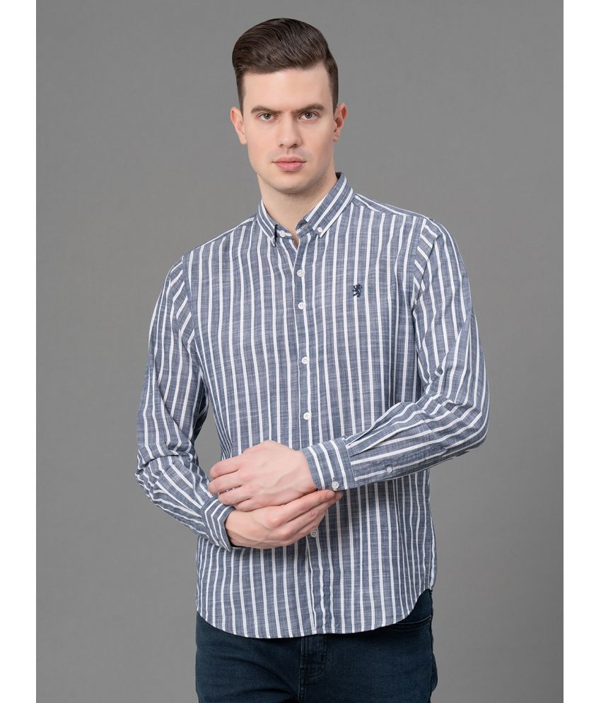     			Red Tape 100% Cotton Regular Fit Striped Full Sleeves Men's Casual Shirt - Navy Blue ( Pack of 1 )