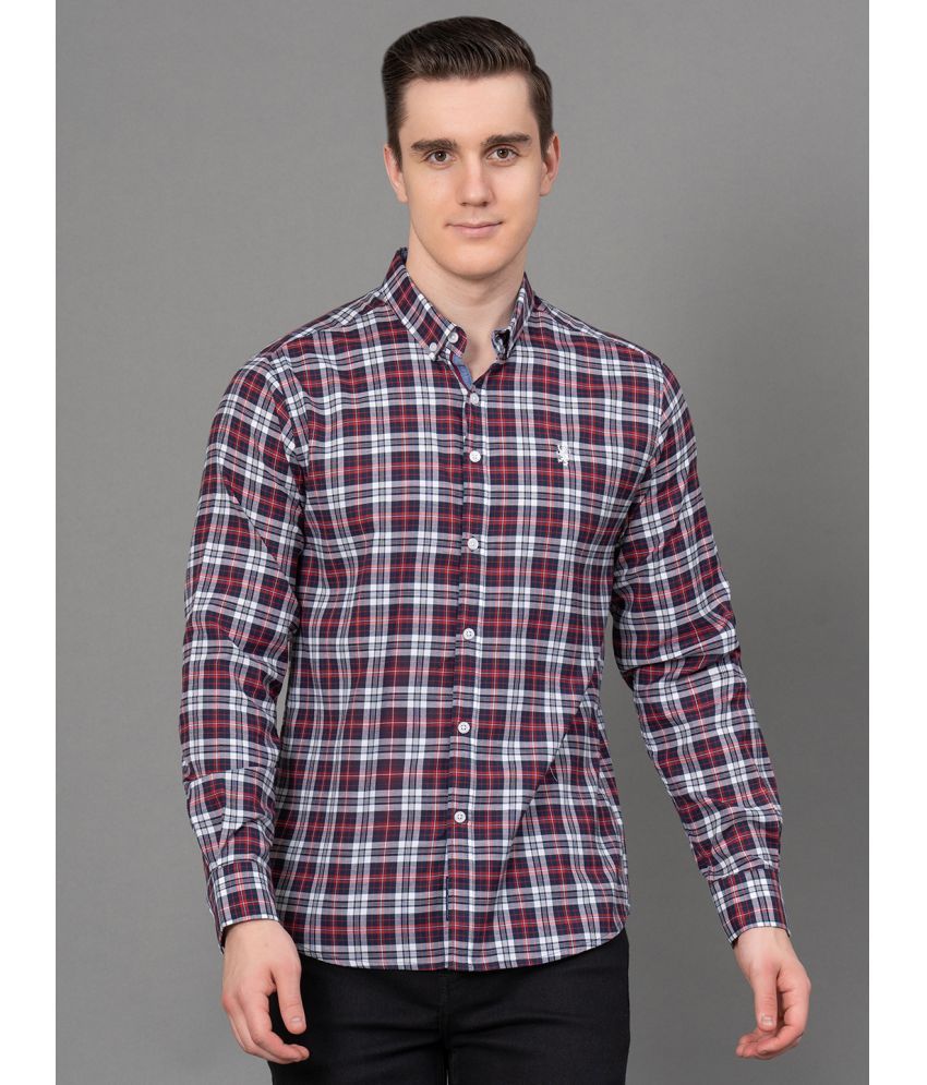     			Red Tape Cotton Blend Regular Fit Checks Full Sleeves Men's Casual Shirt - Red ( Pack of 1 )