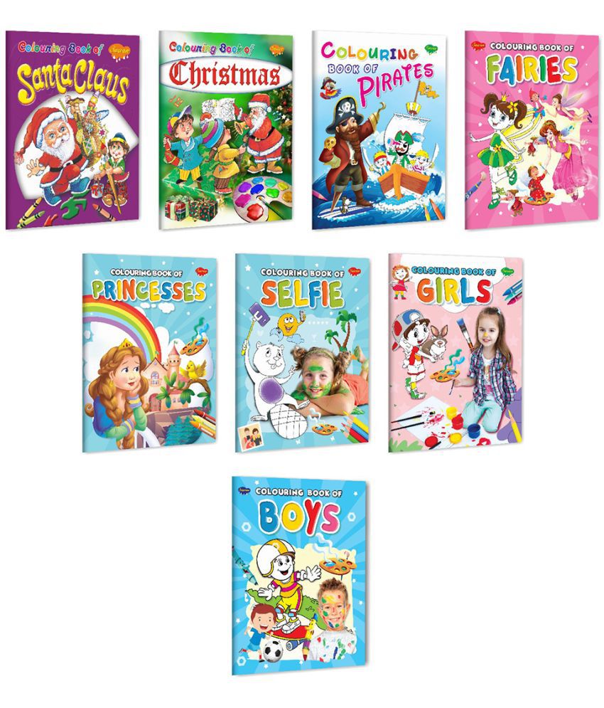     			Sawan Present Set Of 8 Books | Colouring Books For Kids | Colouring Book Of Santa Claus, Christmas, Pirates, Fairies, Princess, Selfie, Girls And Boys (Pin Binding, Manoj Publications Editorial Board)